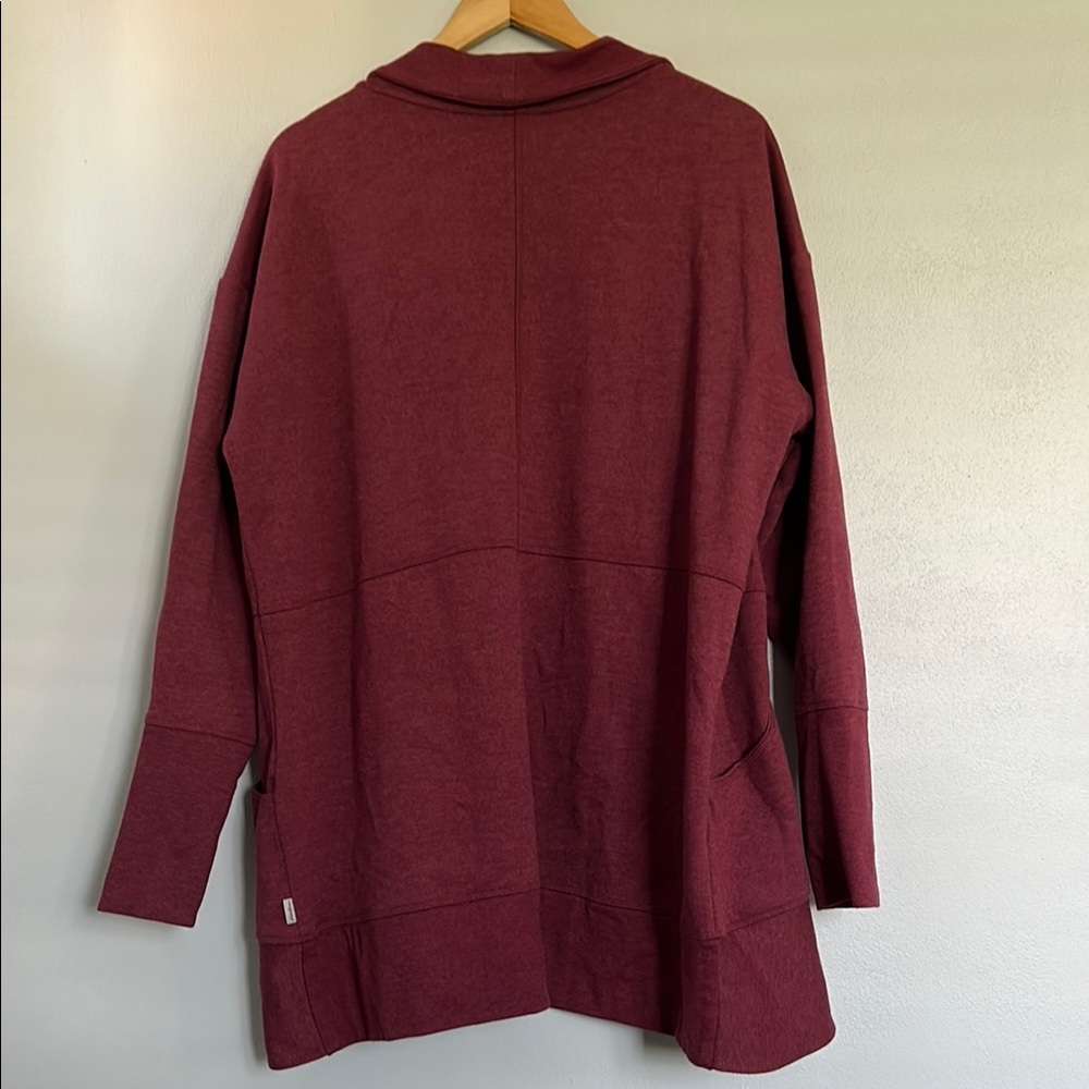 Red Open-Front Cardigan with Soft Texture - Picture 3 of 3